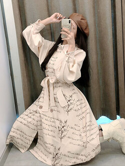 พรีออเดอร์ : เดรสยาวติดกระดุมหน้าสไตล์โค้ทพิมพ์ลายตามแบบ