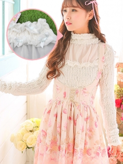 พรีออเดอร์ : เสื้อชีฟองสีขาวสม็อคเข้ารูปแขนยาว