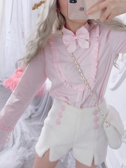 Summer Joy : เสื้อเชิ๊ตแขนยาวสีชมพูน่ารักๆ งานแบรนด์