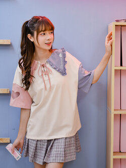 SNBL Girl : เสื้อยืดแขนสั้นฉลุลายหัวใจข้างแขน แต่งปกตามแบบ แบรนด์แท้