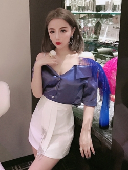 พรีออเดอร์ : กระโปรงแฟชั่นสไตล์เกาหลีประดับเพชรตามแบบ มี 2 สี