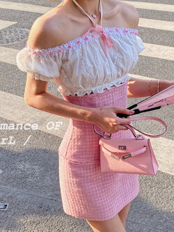 Romance Of Girl : พรีออเดอร์ กระโปรงแฟชั่นเข้ารูป เอวสูงใต้อก มีให้เลือก 2สี งานแบรนด์แท้