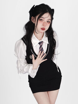 Shaoyeyan : พรีออเดอร์ ชุดเซ็ตแฟชั่น (ราคาแยกชิ้น) เดรสเข้ารูป + เนคไท / เสื้อเชิ้ต แขนยาว-สั้น แบรนด์แท้ (สินค้านี้ไม่ร่วมโปรส่วนลดอื่นๆ)