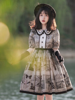 With Puji : พรีออเดอร์ เดรสโลลิต้าพิมพ์ลายน่ารักๆ ปกคอตุ๊กตา แบรนด์แท้