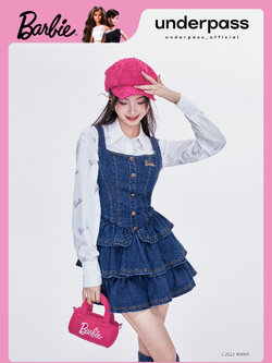 Underpass : พรีออเดอร์ คอลเลคชั่นลิมิเต็ดบาร์บี้ underpassXbarbie เดรสยีนส์แขนกุดแต่งระบาย แบรนด์แท้