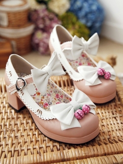 พรีออเดอร์ : รองเท้าแฟชั่นสไตล์ญี่ปุ่น แบบหวานน่ารัก ประดับโบว์ด้านหน้า สูง 5 CM