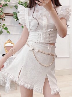 Summer Joy : พรีออเดอร์ กระโปรงแฟชั่นน่ารักๆ มีให้เลือก 2 สี ไม่รวมสายโซ่ และ เข็มขัดเอี๊ยมผูกสายริบบิ้น (ราคาแยกชิ้น) แบรนด์แท้