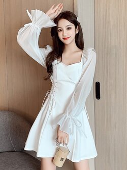 พรีออเดอร์ : เดรสแฟชั่นสไตล์เกาหลีแขนยาว มีให้เลือก 3สี