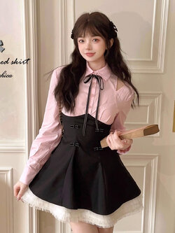 Bobon21 : พรีออเดอร์ เดรสแฟชั่นสไตล์ JK ตัวเสื้อผ่าไหล่ แบรนด์แท้