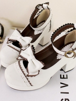 รองเท้าแฟชั่นสไตล์ญี่ปุ่น รองเท้าโลลิต้าประดับโบว์ สูง 6.5 ซม.