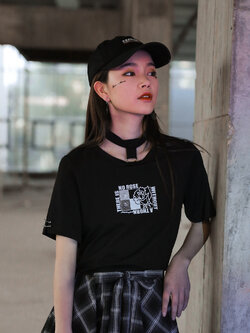 SNBL Girl : เสื้อยืดแฟชั่นสีดำแขนสั้น พิมพ์ลายตามแบบ แบรนด์แท้