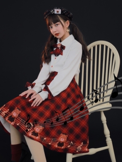 SNBL Girl : เสื้อเชิ๊ตฤดูหนาวแฟชั่นสไตล์ญี่ปุ่น แขนยาวแต่งโบว์สีแดงลายสก็อตตามแบบ แบรนด์แท้