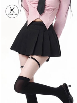 JOYKIKI : พรีออเดอร์ กระโปรงมินิสั้นแฟชั่น จีบรอบ มีกางเกงขาสั้นด้านใน งานป้ายแบรนด์