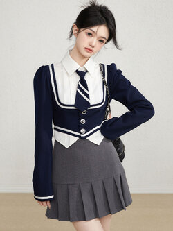 Acaine : พรีออเดอร์ กระโปรงสีเทาแบบเรียบง่ายเอวสูง แบรนด์แท้