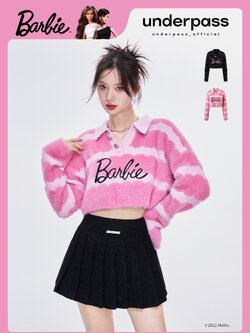 Underpass : พรีออเดอร์ คอลเลคชั่นลิมิเต็ดบาร์บี้ underpassXbarbie เสื้อสเวตเตอร์ขนนุ่มปักลายบาร์บี้ แบรนด์แท้