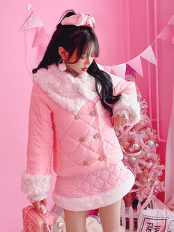 Summer Joy : พรีออเดอร์ เสื้อแจ็คเก็ตแฟชั่นฤดูหนาว และ กระโปรงประดับมุกสีชมพู (ราคาแยกชิ้น) แบรนด์แท้