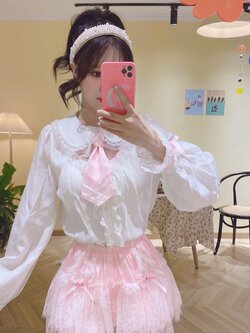 Summer Joy : พรีออเดอร์ กางเกงลูกไม้สีชมพูหวานขอบเอวยางยืด น่ารักๆ