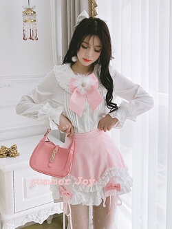 Summer Joy : พรีออเดอร์ เสื้อเชิ๊ตสีขาวแฟชั่นแขนยาวน่ารักๆ ( สินค้าไม่มีโบว์ชมพู ) แบรนด์แท้