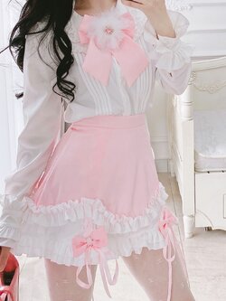 Summer Joy : พรีออเดอร์ กระโปรงสีดำน่ารักๆ ประดับโบว์ ขอบเอวแบบยางยืด แบรนด์แท้