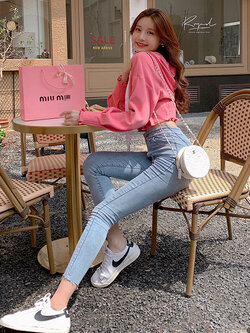 Palglg : พรีออเดอร์ กางเกงยีนส์ขายาวทรงสลิมเอวสูง แบรนด์แท้