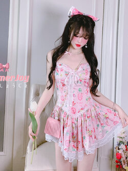 Summer Joy : พรีออเดอร์ ชุดเซ็ทแฟชั่นสไตล์หวาน (ราคาแยกชิ้น) เดรสสายเดี่ยวหวานๆ / กางเกงขาสั้นทรงฟักทอง / เสื้อคลุมแขนยาว แบรนด์แท้