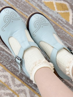 รองเท้าแฟชั่นสไตล์ญี่ปุ่นแบบหวานน่ารัก หนัง PU ส้นตามแบบ