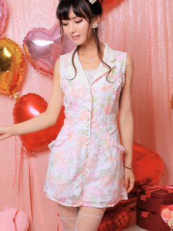 Uncleflower : พรีออเดอร์ จั๊มสูทแฟชั่นแขนกุด ลายดอกไม้หวานๆ น่ารักๆ มีให้เลือก 2สี