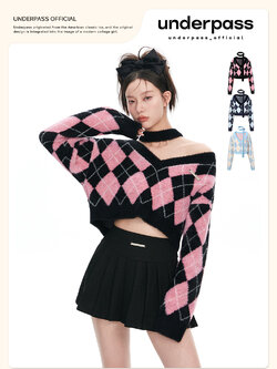 Underpass : พรีออเดอร์ เสื้อสเวตเตอร์คอกว้าง มีผ้าพันคอเก๋ๆ มีให้เลือก 3สี แบรนด์แท้