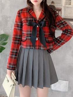 Summer Joy : กระโปรงแฟชั่นสไตล์ญี่ปุ่นสีเทาเข้มจีบรอบ แบรนด์แท้