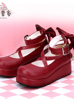 Angelic imprint : พรีออเดอร์ รองเท้าแฟชั่นสไตล์ญี่ปุ่นน่ารักๆ มีให้เลือก 4สี หนัง PU สูง 5 ซม. แบรนด์แท้