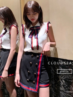 พรีออเดอร์ : เสื้อเชิ๊ตแฟชั่นแขนกุดแต่งโบว์ด้านหน้าตามแบบ (มีให้เลือก 3 สี)