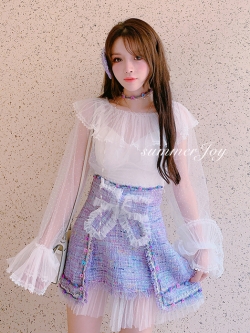 Summer Joy : เสื้อชีฟองสีขาวลายจุดแขนยาว แบบโปร่งบางใส่คลุมด้านนอก (สินค้าไม่มีเสื้อข้างในค่ะ)