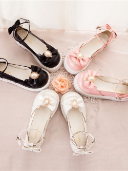 รองเท้าแฟชั่นสไตล์ญี่ปุ่นแบบหวานหนัง PU สูง 5 ซม.