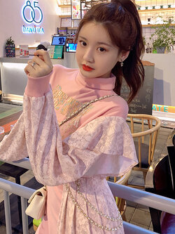 Palglg : พรีออเดอร์ เสื้อสเวตเตอร์แฟชั่นแขนยาวแต่งลูกไม้น่ารักๆ แบรนด์แท้