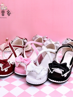 Angelic imprint : พรีออเดอร์ รองเท้าแฟชั่นสไตล์ญี่ปุ่น แบบหวานน่ารัก ประดับโบว์ตามแบบ หนัง PU สูง 5 ซม. แบรนด์แท้