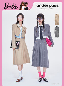 Underpass : พรีออเดอร์ คอลเลคชั่นลิมิเต็ด underpassXbarbie เสื้อเบลเซอร์ปักลายบาร์บี้ และ กระโปรงยาวคลุมเข่าจีบรอบ (ราคาแยกชิ้น) แบรนด์แท้