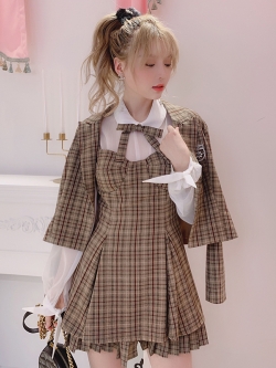 Summer Joy : พรีออเดอร์ เดรสแขนกุดลายสก็อตสไตล์ญี่ปุ่น JK (สินค้าเฉพราะเดรสไม่รวมเสื้อคลุมและเสื้อเชิ๊ตขาว) แบรนด์แท้