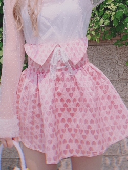 Summer Joy : พรีออเดอร์ กระโปรงแฟชั่นสไตล์ญี่ปุ่นน่ารักๆ ลายหัวใจสีชมพู (สินค้าไม่รวมเสื้อค่ะ) แบรนด์แท้