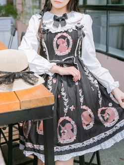 พรีออเดอร์ : เดรสแฟชั่นสไตล์ญี่ปุ่น เดรสโลลิต้าพิมพ์ลายหวานๆ แบบแขนยาว / แขนกุด (รุ่นนี้มี 3 สีค่ะ) + ที่คาดผมเข้าชุด