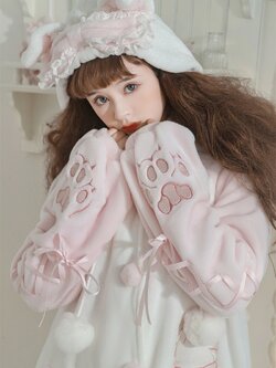 พรีออเดอร์ : ชุดนอนฤดูหนาวขนนุ่มน่ารัก มีฮู๊ดหูแมว สไตล์ญี่ปุ่น เสื้อแขนยาว + กางเกงขายาว