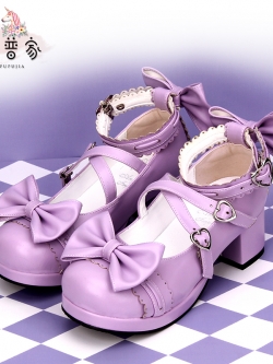 Angelic imprint : พรีออเดอร์ รองเท้าแฟชั่นสไตล์ญี่ปุ่นหนัง PU แต่งสายไขว้ประดับโบว์ด้านหลัง สูง 4.5 ซม. แบรนด์แท้