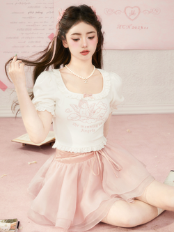 Acaine : พรีออเดอร์ เสื้อยืดแฟชั่นพิมพ์ลายน่ารักๆ คอกว้าง มีให้เลือก 4สี งานแบรนด์แท้