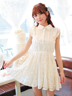 Uncleflower : พรีออเดอร์ เดรสแฟชั่นลูกไม้สไตล์ญี่ปุ่นแขนกุด น่ารักๆ มีให้เลือก 3สี ตัวชุดเป็นชิ้นเดียวกัน