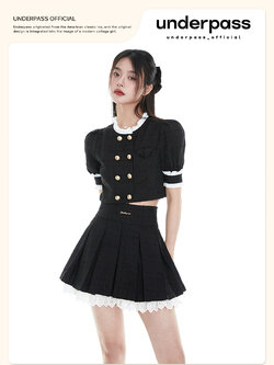 Underpass : พรีออเดอร์ ชุดเซ็ท (ราคาแยกชิ้น) เสื้อเอวลอย กระโปรงจีบระบายลูกไม้ แบรนด์แท้