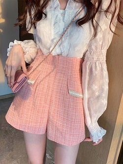 Palglg : พรีออเดอร์ กางเกงขาสั้นเอวสูงแฟชั่นสไตล์เกาหลีน่ารักๆ แบรนด์แท้