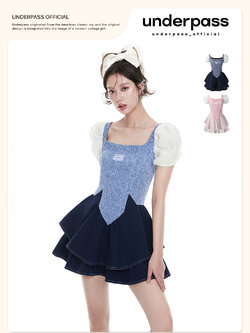 Underpass : พรีออเดอร์ เดรสแฟชั่นแขนตุ๊กตาน่ารัก มี 2สี แบรนด์แท้
