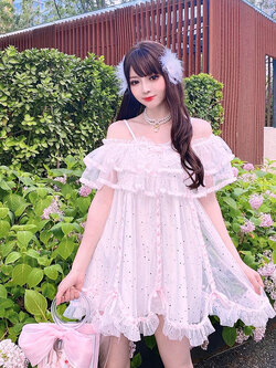 Summer Joy : พรีออเดอร์ เดรสสายเดี่ยวแฟชั่นสไตล์หวานแต่งระบาย มีให้เลือก 2สี