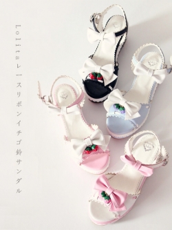รองเท้าแฟชั่นสไตล์ญี่ปุ่น แบบหวานน่ารัก ส้นเตี้ยสูง 6.5 ซม. ใส่เที่ยวสบายๆ แบบมีสายรัดประดับโบว์ (โบว์สามารถถอดออกได้ค่ะ)