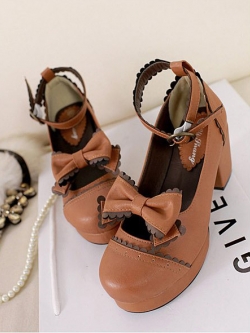 รองเท้าแฟชั่นสไตล์ญี่ปุ่น รองเท้าโลลิต้าประดับโบว์ สูง 6.5 ซม.