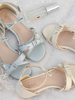 SNBL Girl : พรีออเดอร์ รองเท้าส้นเตี้ยแฟชั่นน่ารักๆ แต่งสายรัด 2สี แบรนด์แท้